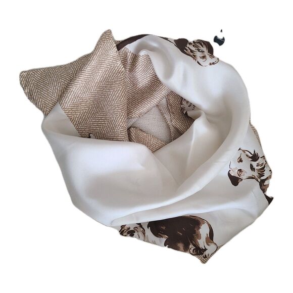 Burberry Womens 100% Silk DOGS Motif Square Scarf camel 26.5"x 26.5" NEW - Picture 5 of 11